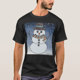 Snömannen med bakgrund (levande) - Herrarnas mörka T Shirt