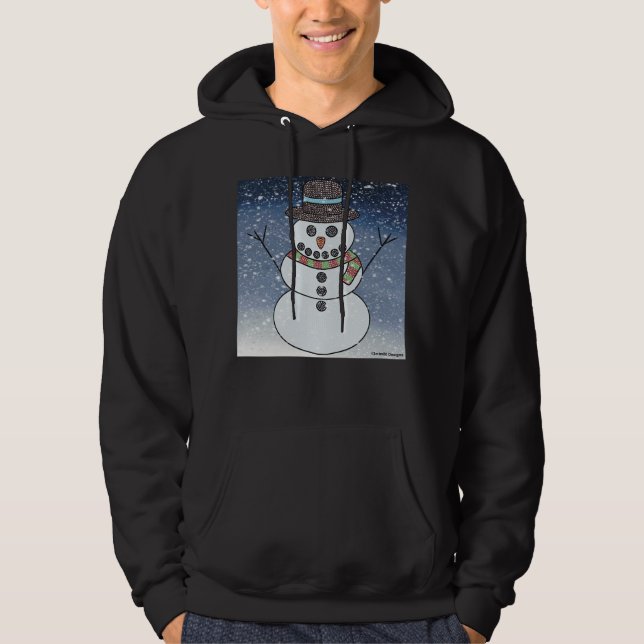 Snömannen med bakgrund (levande) - Herrens hoodie (Framsida)