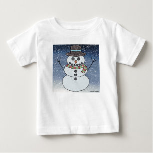 Snömannen med bakgrund (vit) - Baby T-Shirt