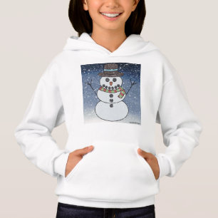 Snömannen med bakgrund (vit) - Flickornas hoodie T Shirt