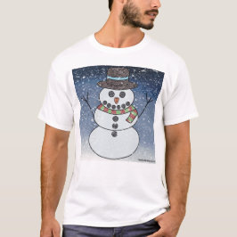 Snömannen med bakgrund (vit) - Herr Lätt T-Shirt