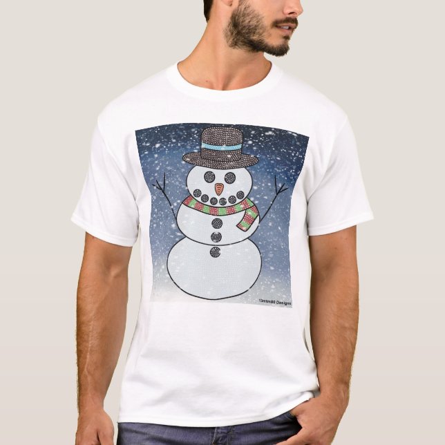 Snömannen med bakgrund (vit) - Herr Lätt T-Shirt (Framsida)