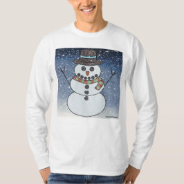 Snömannen med bakgrund (vit) - Herrens långärmade  T Shirt