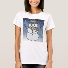 Snömannen med bakgrund (vit) - Kvinnors Basic T-Sh T Shirt