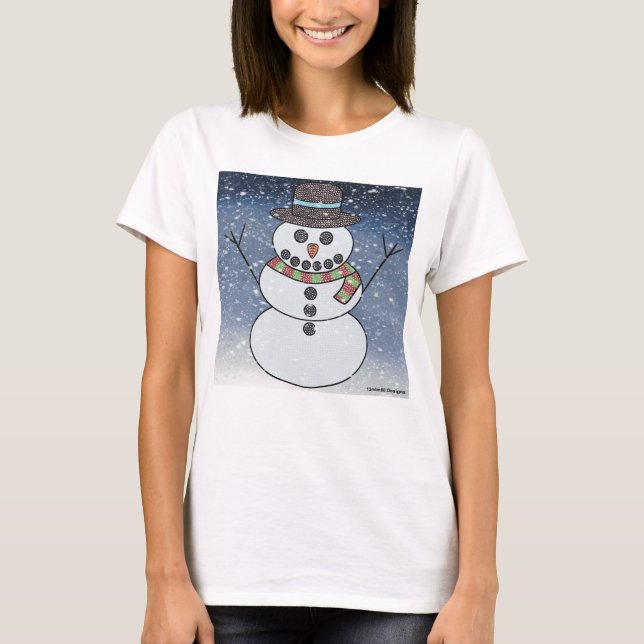 Snömannen med bakgrund (vit) - Kvinnors Basic T-Sh T Shirt (Framsida)