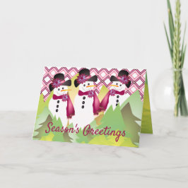 Snömannen med Burgundy  Helgkort