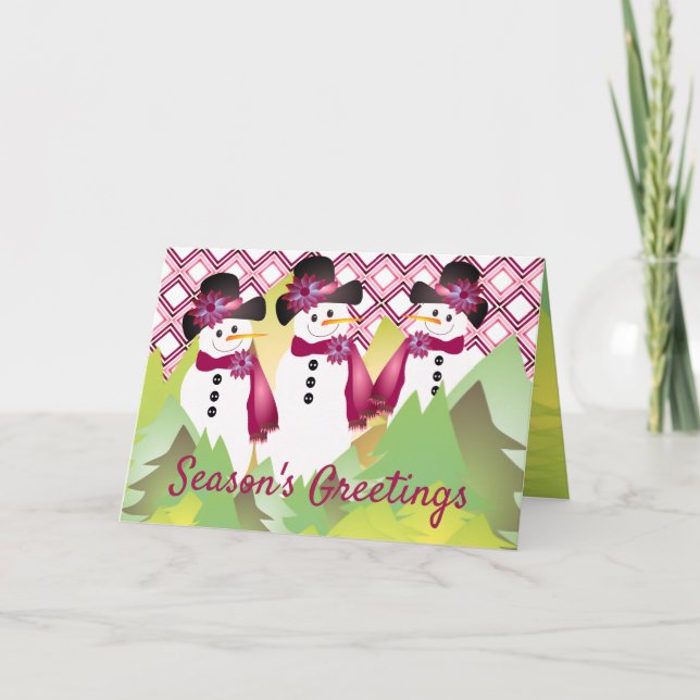 Snömannen med Burgundy  Helgkort (Framsida)