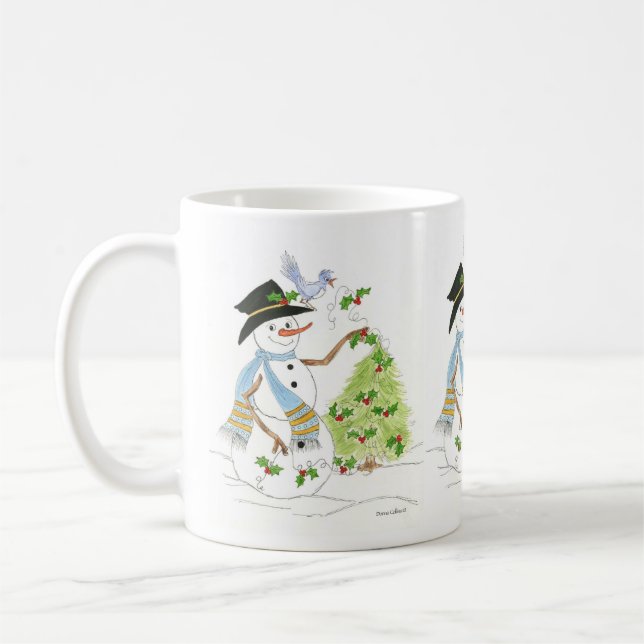 Snömannen med en blåmes kaffemugg (Vänster)