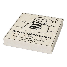 Snömannen med Glad jul hälsning! Gummistämpel Stämpel