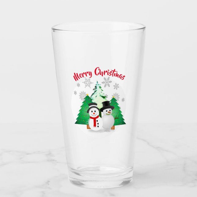 Snömannen med julgranar / Julfest Glaskopp (Framsida)