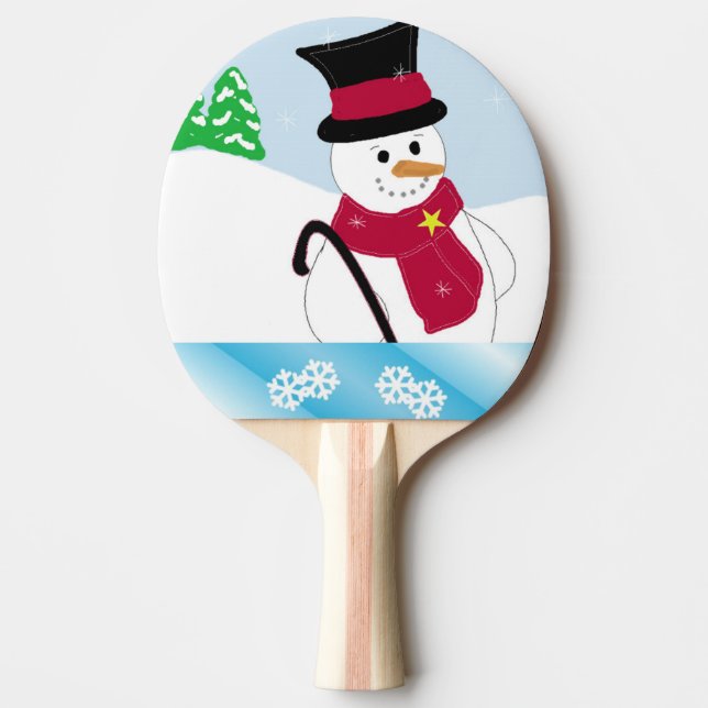 Snömannen med käpp pingisracket (Framsidan)