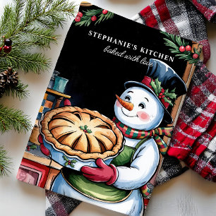 Snömannen med personlig julbakelse kökshandduk