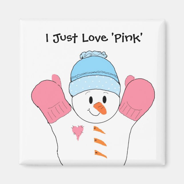 Snömannen med rosa handskar magnet (Framsidan)