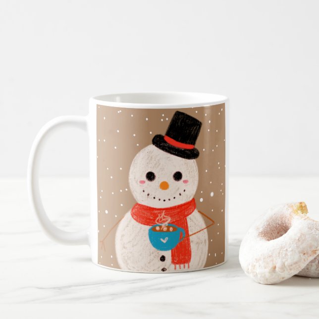 Snömannen Med Varm Choklad Kaffemugg (Med munk)