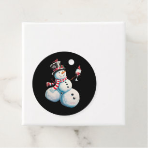 Snömannen Med Vin Jul Rolig Julgåva Gåvor Etiketter
