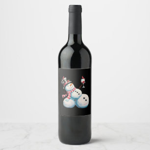Snömannen Med Vin Jul Rolig Julgåva Vinflaska Etikett