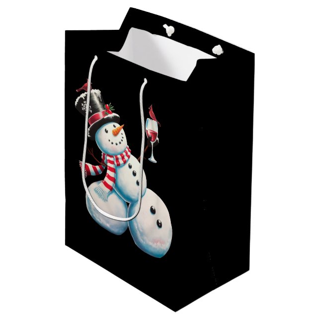 Snömannen Med Vin Jul Roligt Julpresent (Framsidan Vinklad)