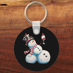 Snömannen Med Vin Jul Roligt Julpresent Nyckelring