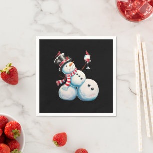 Snömannen Med Vin Jul Roligt Julpresent Pappersservett