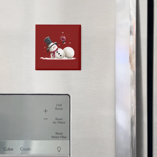 Snömannen Med Vin Julklapp Xmas Högtid  Magnet (In Situ (Fridge))