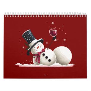 Snömannen Med Vin Julpresent Xmas Högtid Kalender