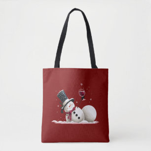 Snömannen Med Vin Julpresent Xmas Högtid Tygkasse