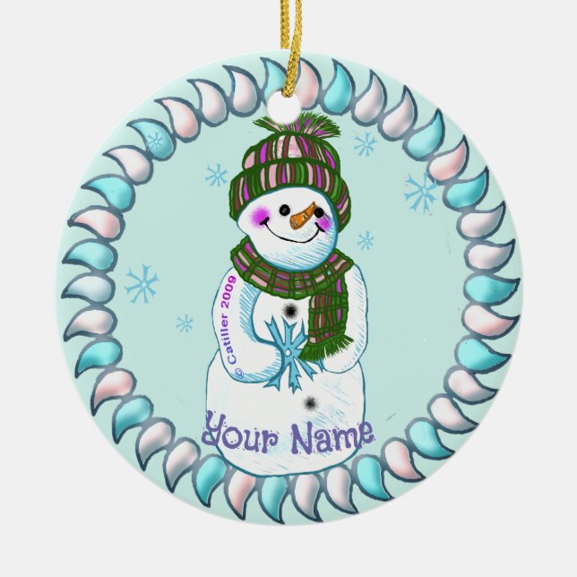 Snömannen Mormor prydnader Julgransprydnad Keramik (Framsidan)