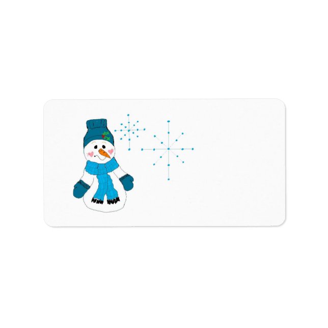 Snömannen och flingor adressetikett (Framsidan)