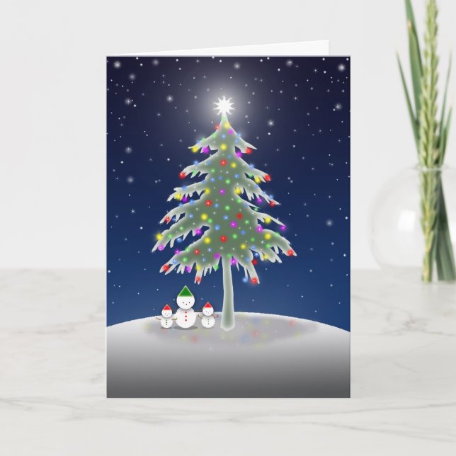 Snömannen och julgran kort (Framsida)