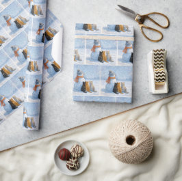 Snömannen och katter i ett snöigt fält presentpapper
