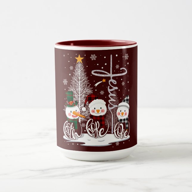 Snömannen och Ljusträdet med Jesu namn Mugg (Center)