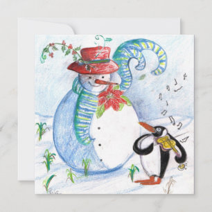 SNÖMANNEN OCH PINGVINENS VINTERSERENAD JULKORT