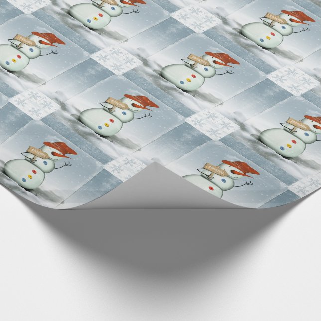 Snömannen och Snöflingor Presentpapper (Hörn)