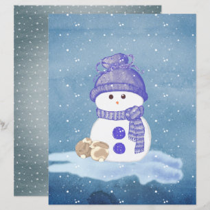 Snömannen och sovande kaniner Scrapbookpapper