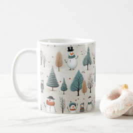 Snömannen och träd kaffemugg