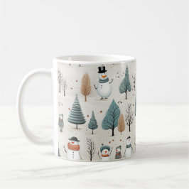 Snömannen och träd kaffemugg