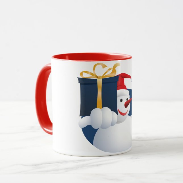 Snömannen överlämnar gåva... mugg (Framsida vänster)