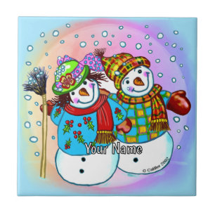 Snömannen Par Kakelplatta