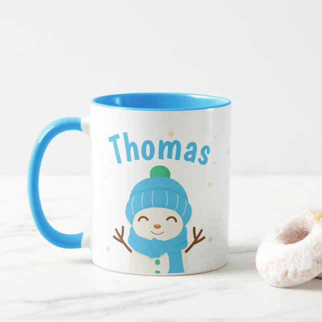 Snömannen Personlig julkaffekopp Mugg (Med munk)