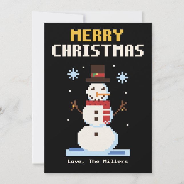 Snömannen Pixel Art Julkort (Framsida)
