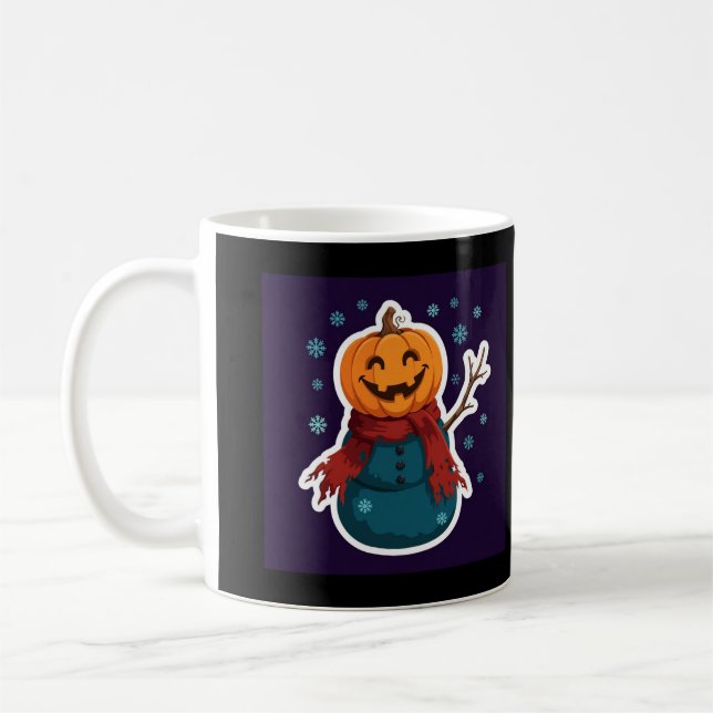 Snömannen Pumpa Huvud Jul Kaffemugg (Vänster)