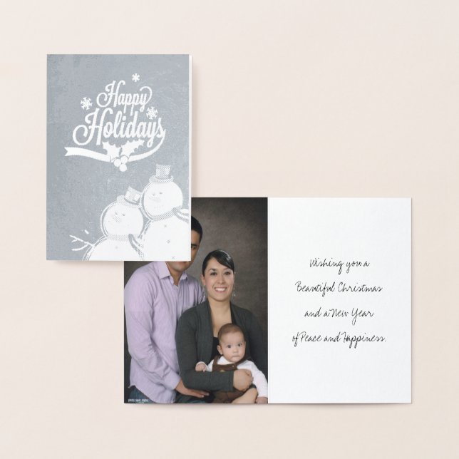 Snömannen Retro God Jul Helger Folierat Kort (Display)