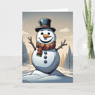Snömannen Retrokoncept Konst Vikad Julkort Helgkort