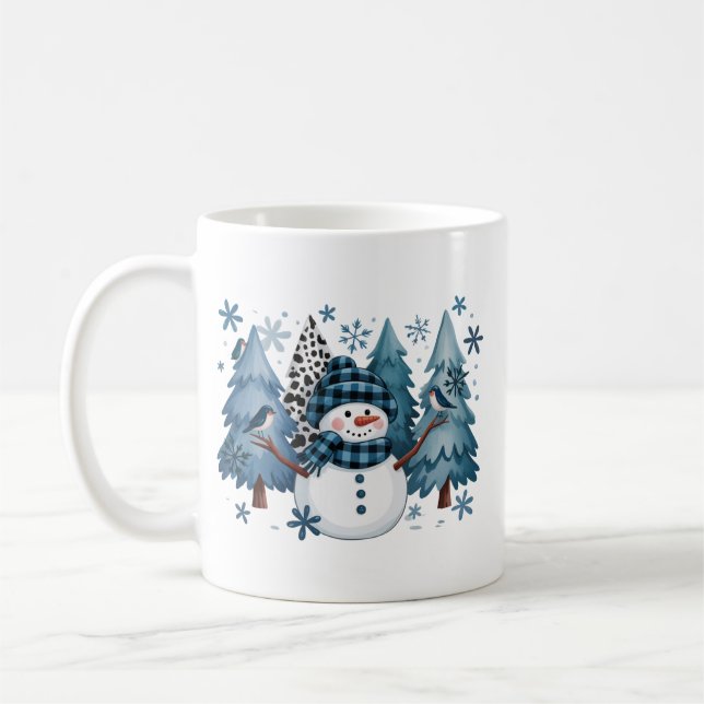 Snömannen Rolig Jul Xmas Högtid Träd Kaffemugg (Vänster)