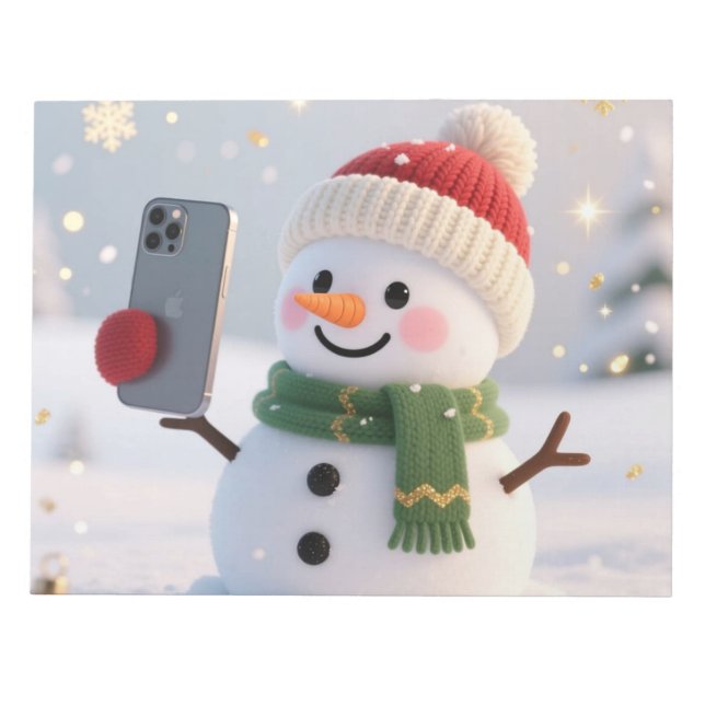 Snömannen Selfie Jul Notisblock Anteckningsblock (Framsida)