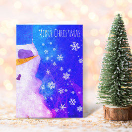 Snömannen Snöflingor Blå Magisk Jul Kort