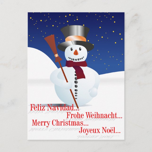Snömannen / Snöman för jul / X-mas Helg Vykort (Framsida)