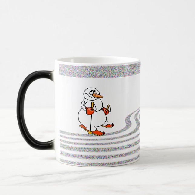Snömannen som åker skidor - magisk mugg (Vänster)