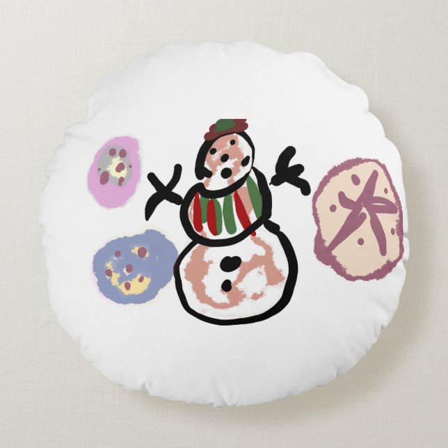 Snömannen söt rund kudde (Framsidan)