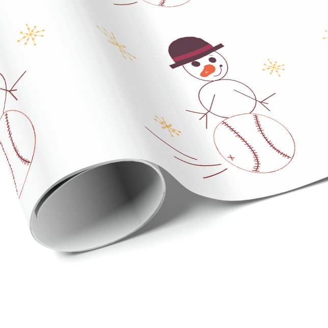 Snömannen spelar baseboll presentpapper (Rullad Hörn)